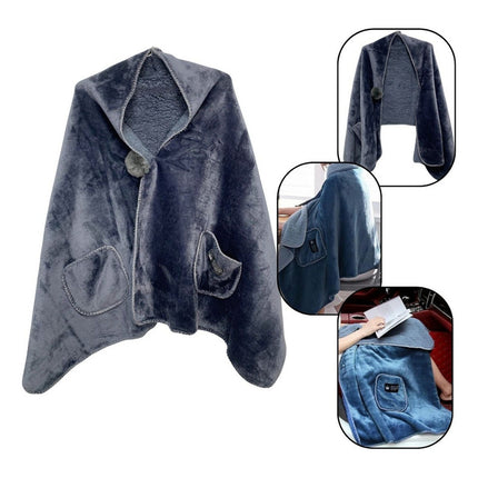 Manta Poncho Azul Con Bolsillos 65x170cm Manta Poncho Azul Azul