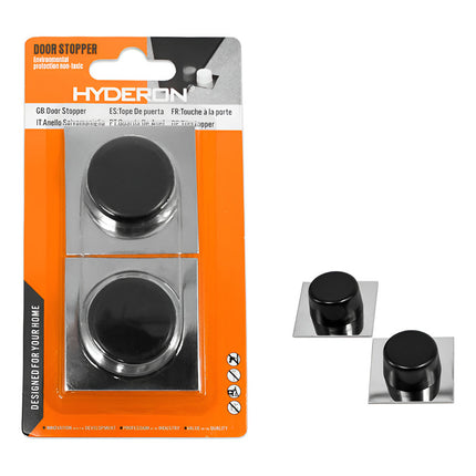 Tope 2pz Para Puerta Redondo Negro Lh-3555 X