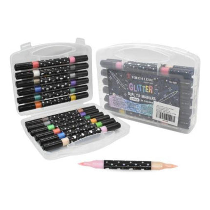 Marcadores Glitter Doble Punta X12 Unidades