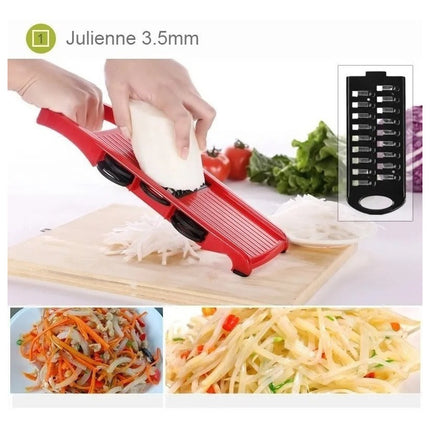Rallador Cortador De Vegetales Y Frutas Mandolina 10 En 1 Rojo