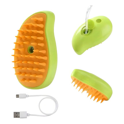 Cepillo De Vapor 3en1 Masajeador Para Mascotas Perros Gatos Color Verde Lima