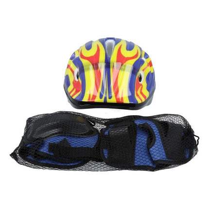 Protección Para Niño-casco Rodilleras Coderas Muñequeras Azu Azul