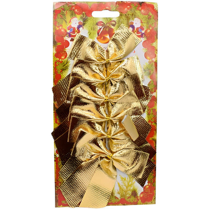 Moñas Navideñas X 6 Unidades 9x8cm Ccm00706 Dorado Oscuro