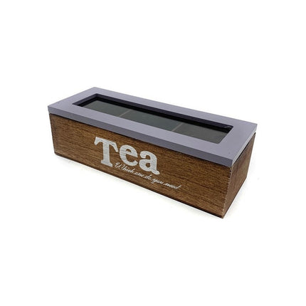 Caja Para Té De Madera Y Vidrio  3 Reparticiones