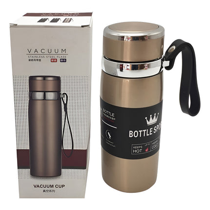 Termo Con Filtro  600ml  De Acero Inoxidable Calidas Pre Negro