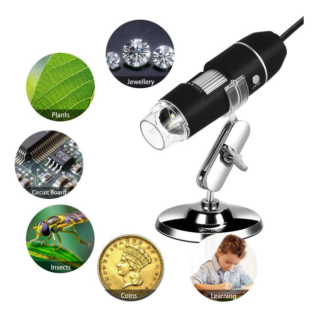 Microscopio Digital Usb 1000x Disparo Jepg Video Avi  Negro