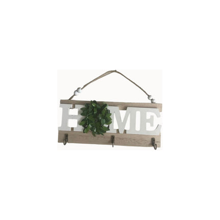 Cartel De Madera Home Con Ganchos Para Llaves Home