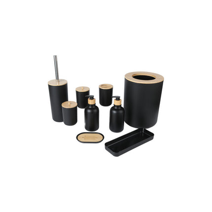 Set De 9 Accesorios De Baño De Lujo En Bambú Negro Negro