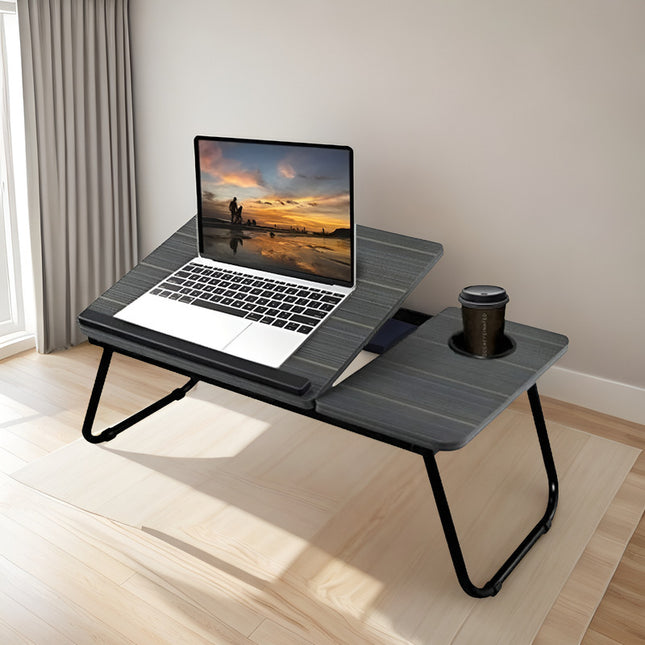 Mesa De Cama Para Notebook Plegable Con Posa Vaso  Marrón/negro