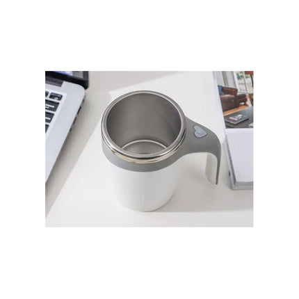 Taza Con Mezclador Magnético Y Tapa A Pilas De 380 Ml Acero Blanco
