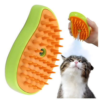 Cepillo De Vapor 3en1 Masajeador Para Mascotas Perros Gatos Verde Lima