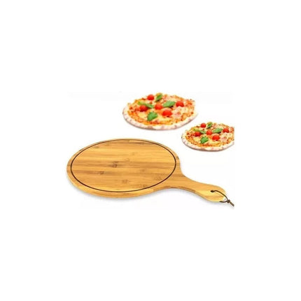 Tabla Redonda Madera Bamboo C/mango Pizza Parrilla 50x35x1cm A
