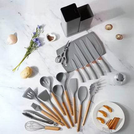 Utensilios Cocina Silicona Espátulas Brochas Cuchillos 19 Pc