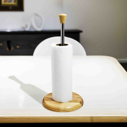 Porta Rollo Papel De Mesa Madera Bambu  Y Metal  Madera