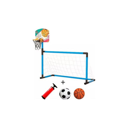Arco De Futbol Infantil Con Tablero De Básquetbol Azul