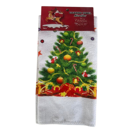 Repasador Con Diseños Navideños De Microfibra Arbol Navidad