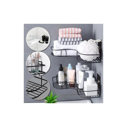 Esquinero Organizador Repisa De Baño / Cocina Adeshiva Metal Negro/blanco
