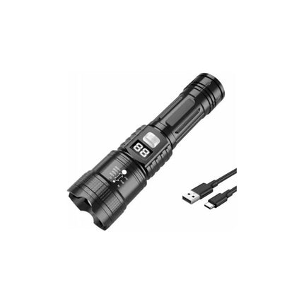 Linterna Led Super Potente Táctica Recargable Usb Blanco Negro