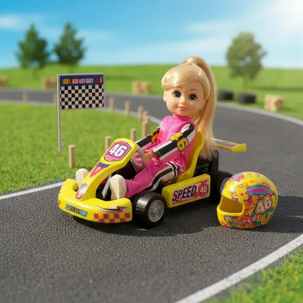 Muñeca Articulada En Auto De Carreras Ty372846 V