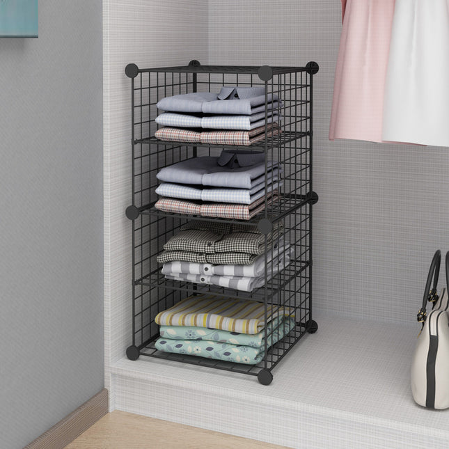 Mueble Estantería De Metal, 4 Estantes En Caja Negro