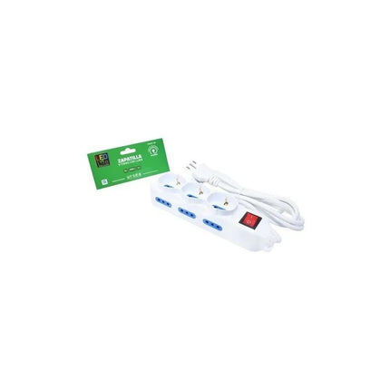 Alargue 3 Schuko 6 Modulos Laterales 3 Metros  Led Life  Blanco