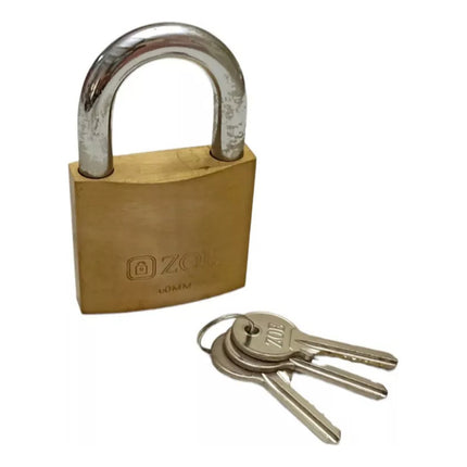 Candado De Bronce Industrial 38mm 3 Llaves Dorado