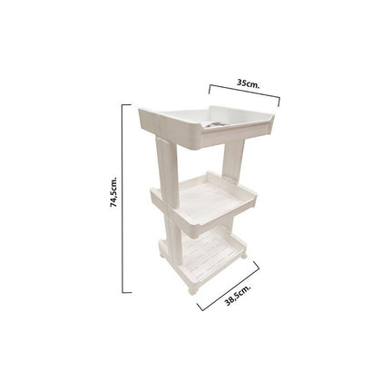 Mueble Estanteria De Plastico 3 Estantes Bandeja  Con Rueda Blanco