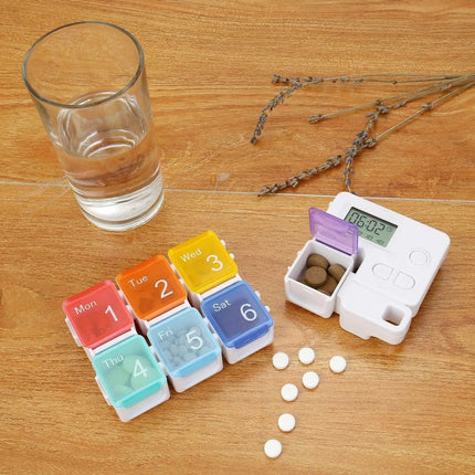 Pastillero Semanal Con Alarma Digital Blanco