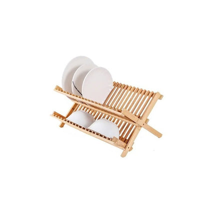 Escurridor Plegable De Bambú 2 Niveles Para Mesada Bambú