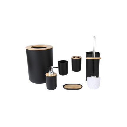 Set De Baño 6 Piezas En Bambú Negro Sku: 6947 Negro