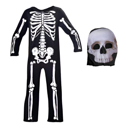 Disfraz De Halloween + Mascara Esqueleto Completo Negro M