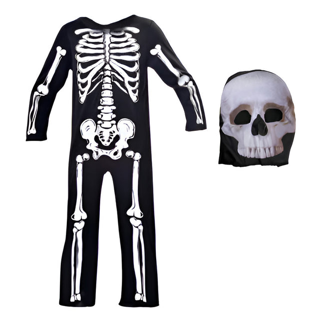Disfraz De Halloween + Mascara Esqueleto Completo Negro L