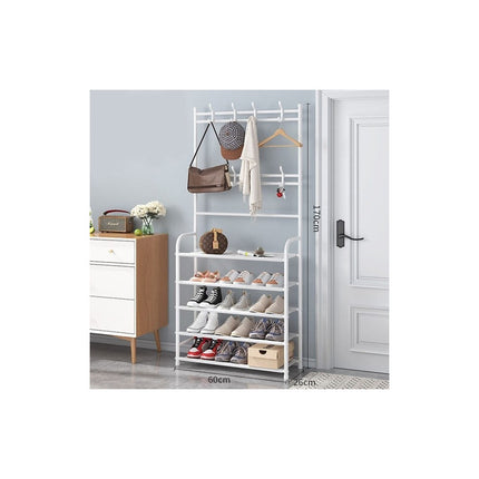 Mueble Perchero Con Zapatera De Metal 170x60x26cm.