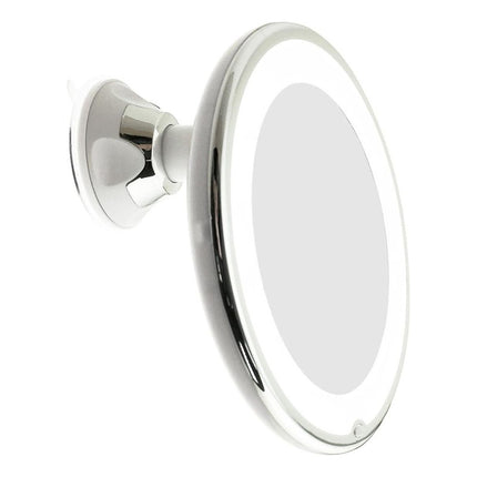Espejo Para Maquillaje Con Luz Led Y Aumento X10 Rota De 90° Blanco