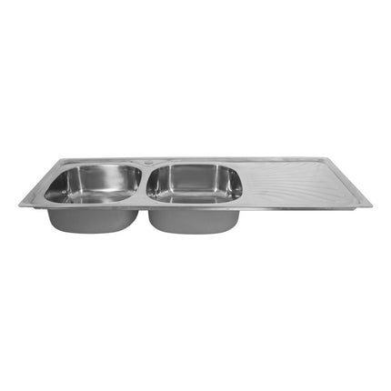 Pileta Doble Acero Inoxi 120x50 Cm C/valv Lh-2884 Color Plat Plateado