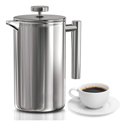 Cafetera Prensa Francesa Acero Inoxidable 1lt   Gris