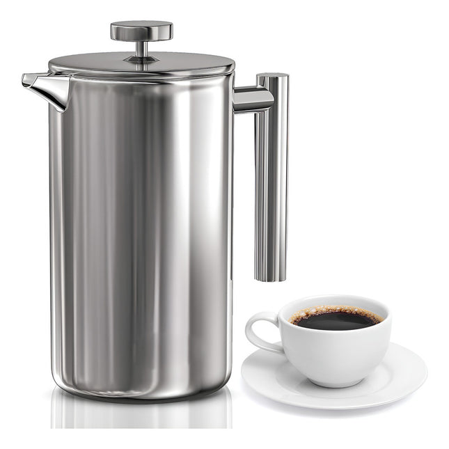 Cafetera Prensa Francesa Acero Inoxidable 1lt   Gris