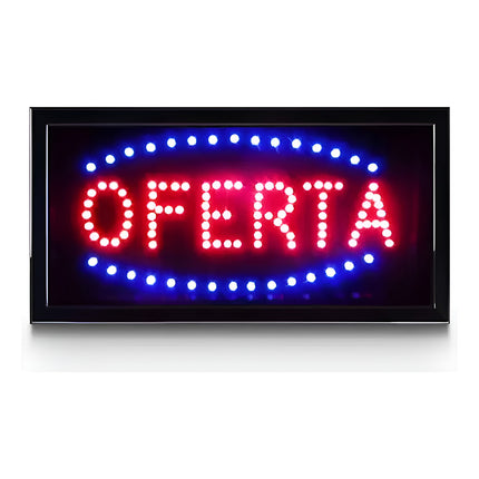 Cartel Led Oferta Para Comercio  Dz6 Negro