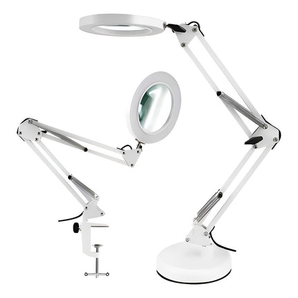 Lampara Led De Mesa Con Lupa Brazo Prensa Y Base  Blanco Frío
