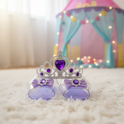 Set Infantil De Princesa Corona Con Zapatos Juguete Lila