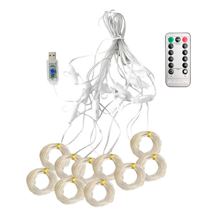 Cortina 300 Luces Led 3x3mts Decoración Cálida Con Control Cálida