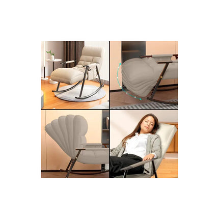 Sillón Reposera Mecedora Respaldo Ajustable Con Bolsillo V