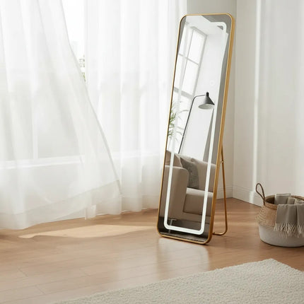 Espejo De Pie Con Luz Led Rectangular 160 X 50 Cm Varios