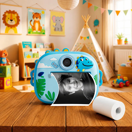 Camara De Fotos Dual Instantanea Infantil Varios Diseños Celeste