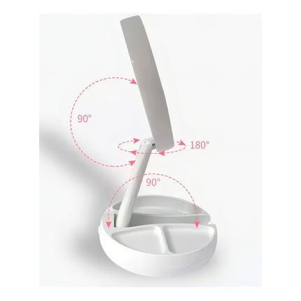 Espejo Plegable Para Maquillaje Doble Cara Con Luz Led Color Del Marco Blanco