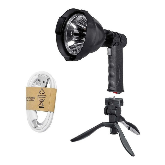 Foco  Faro Led 15w Recargable Tipo Mulita Caza Pesca Blanco Negro