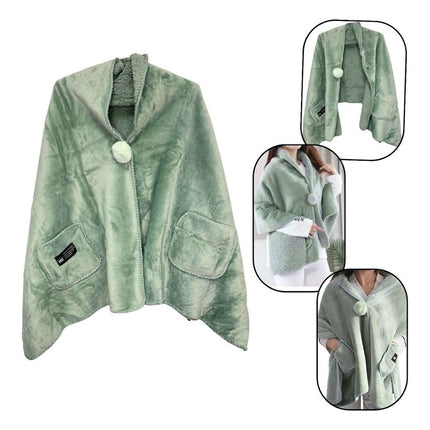 Manta Poncho Verde Con Bolsillos 65x170cm Verde Manta Poncho Verde