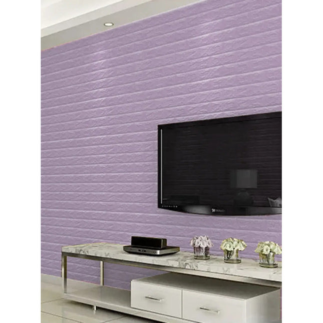 Revestimiento Ladrillo Pared Adhesivo  3mm Lila 3d Zow