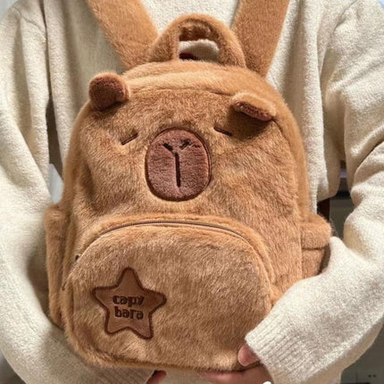 Mochila De Felpa Con Bolsillo Capibara Cbg01726 Marrón Liso
