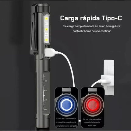 Linterna Led Médica Diagnóstico Recargable Usb-c 3 Luces V